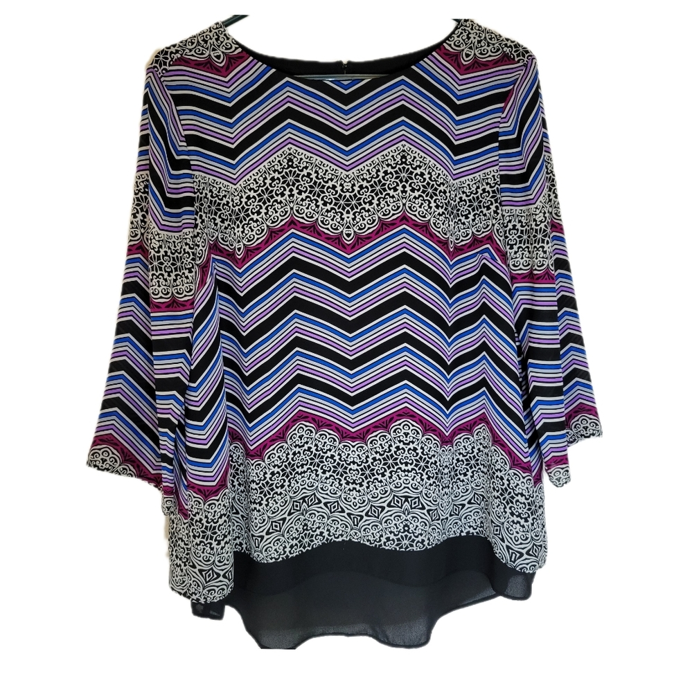 Fun Dana Buchman L 3/4 Sleeve Split Back
